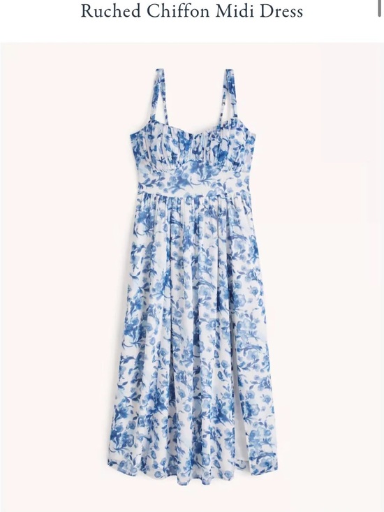 Abercrombie & Fitch Dresses & Skirts - Abercrombie & Fitch Blue and White Floral Chiffon Midi Dress
